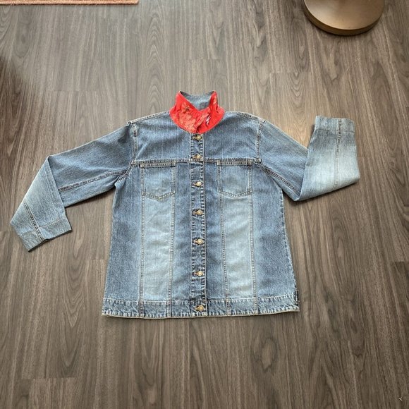 CHICO'S Design Womens Size 2 Embellished Geisha Beaded Embroidered Denim Jacket - Picture 5 of 14